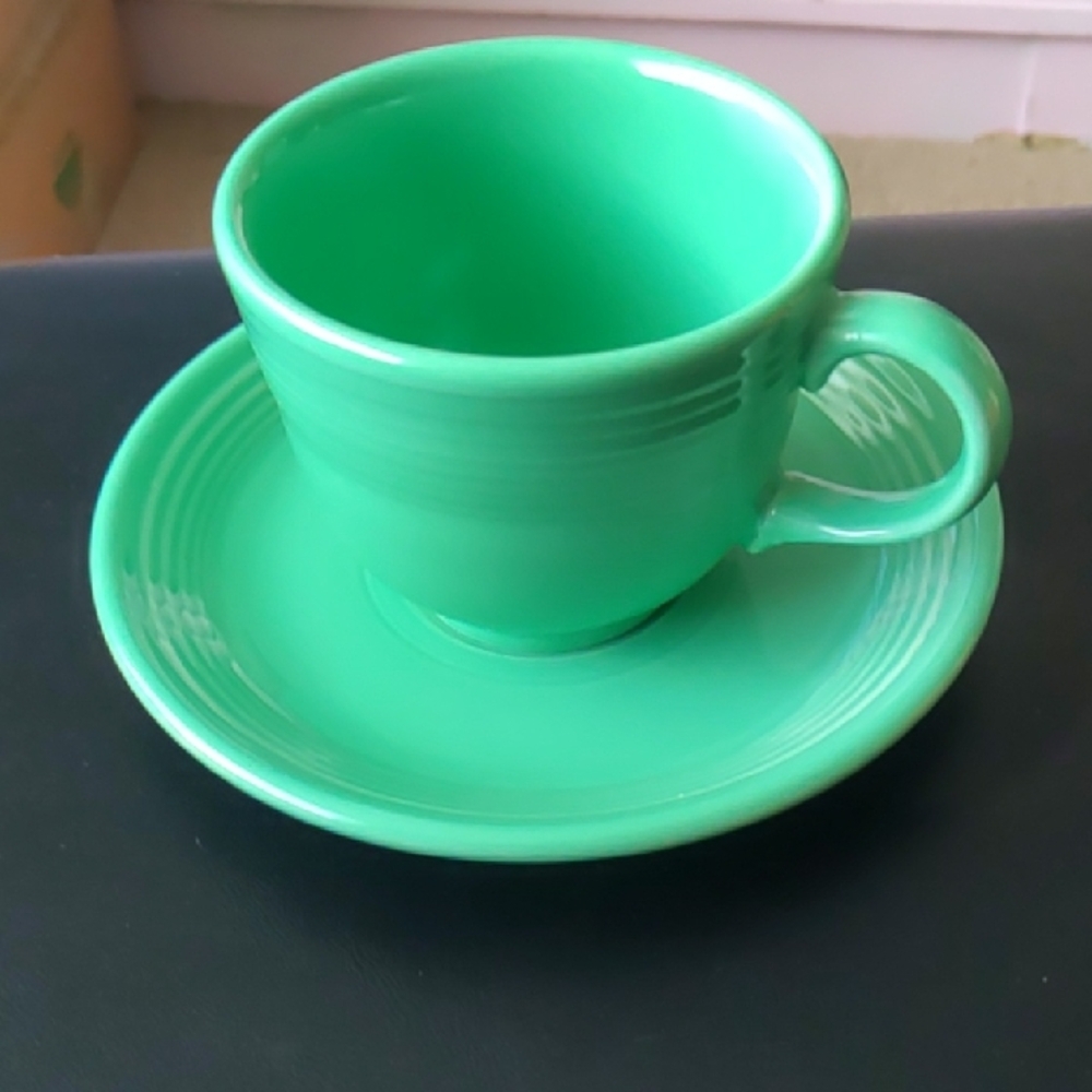 Fiestaware Seafoam Green Cup and Saucer Set